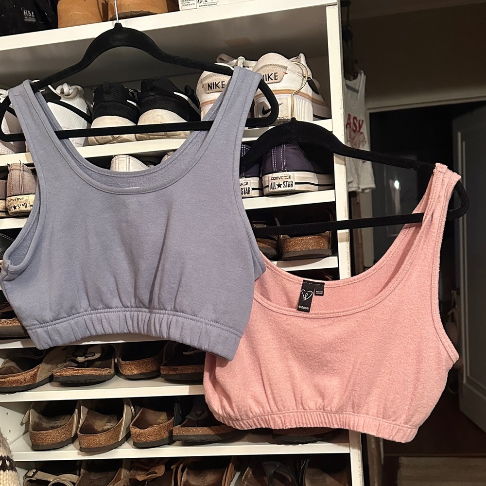 Women's Pink and Blue Crop Tops